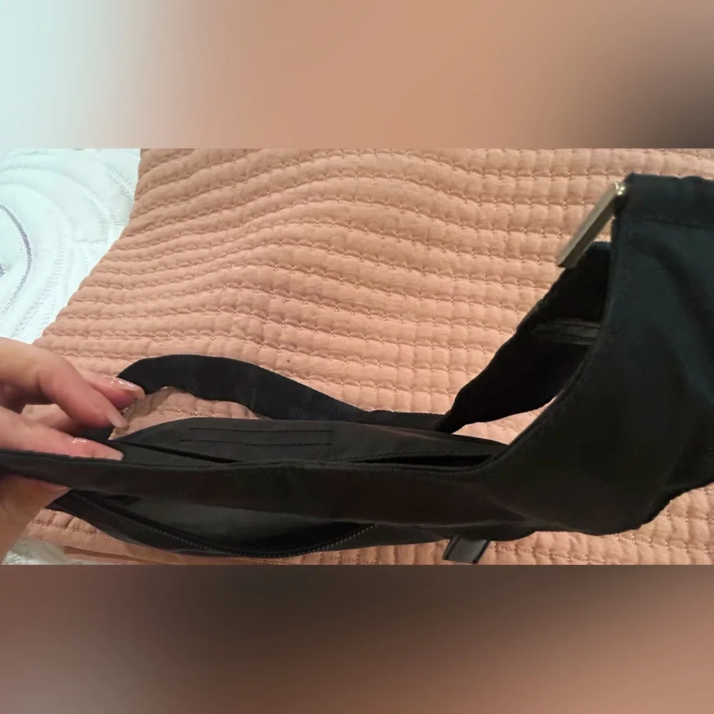 Prada Black Nylon Messenger Bag with Silver Hardware